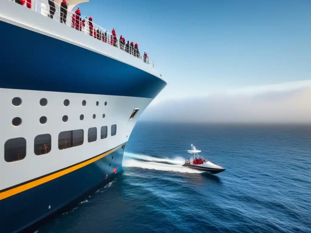 Un crucero temático marítimo curioso con pasajeros en un taller de biología marina en alta mar