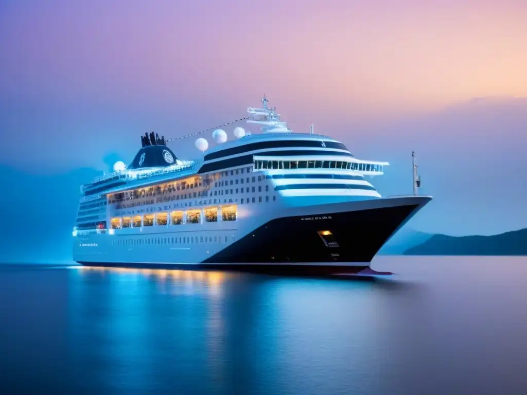 Crucero temático de lujo navegando en aguas serenas bajo un cielo estrellado