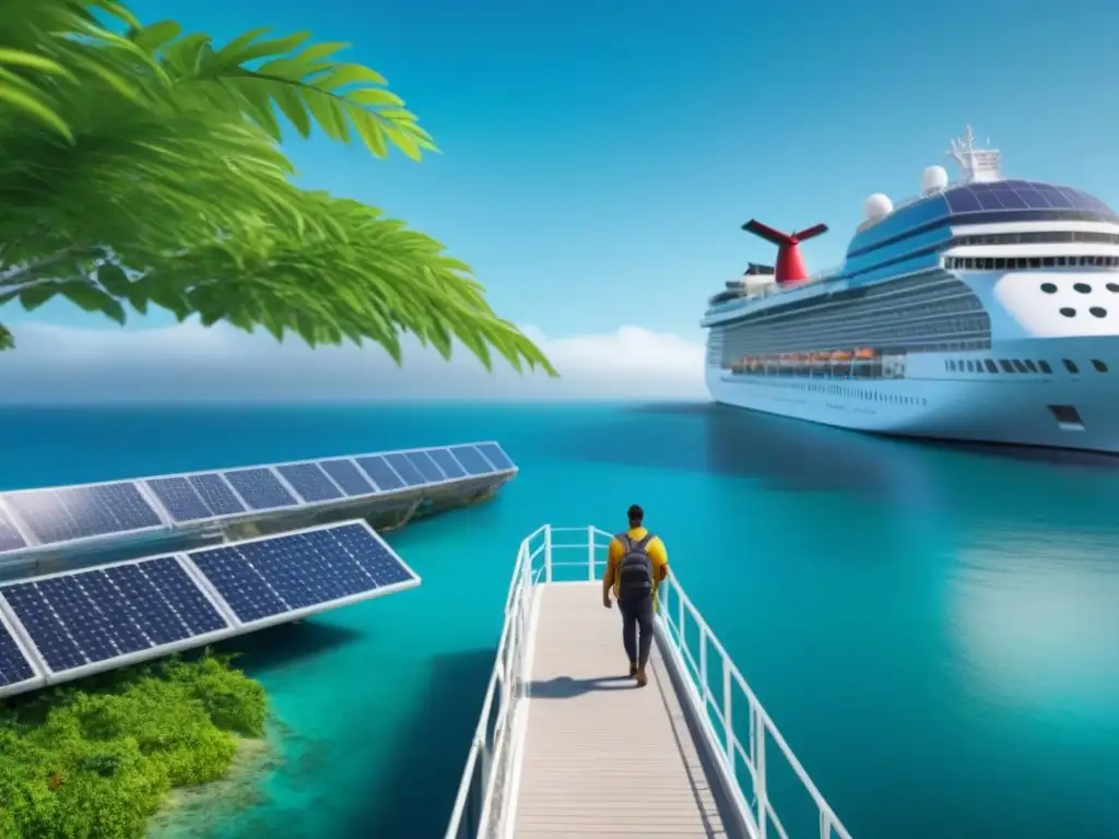 Cruceros sostenibles y medio ambiente: Crucero ecológico en puerto paradisíaco, turismo responsable