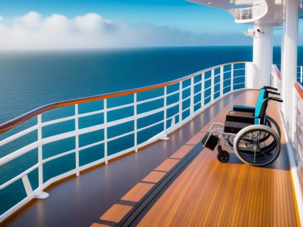 Cubierta de crucero accesible con rampa para sillas de ruedas, asientos cómodos y diseño elegante