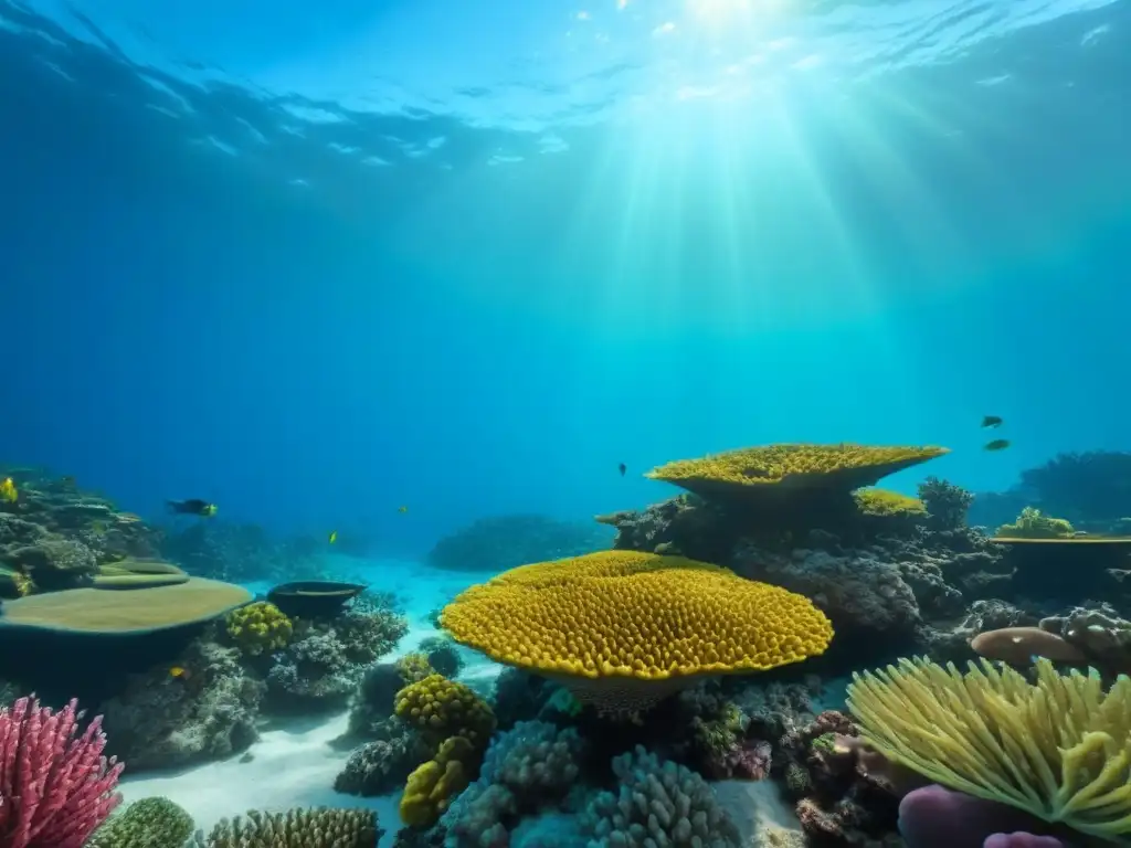 Explora destinos exóticos buceo snorkel: arrecife de coral vibrante con peces coloridos y aguas cristalinas