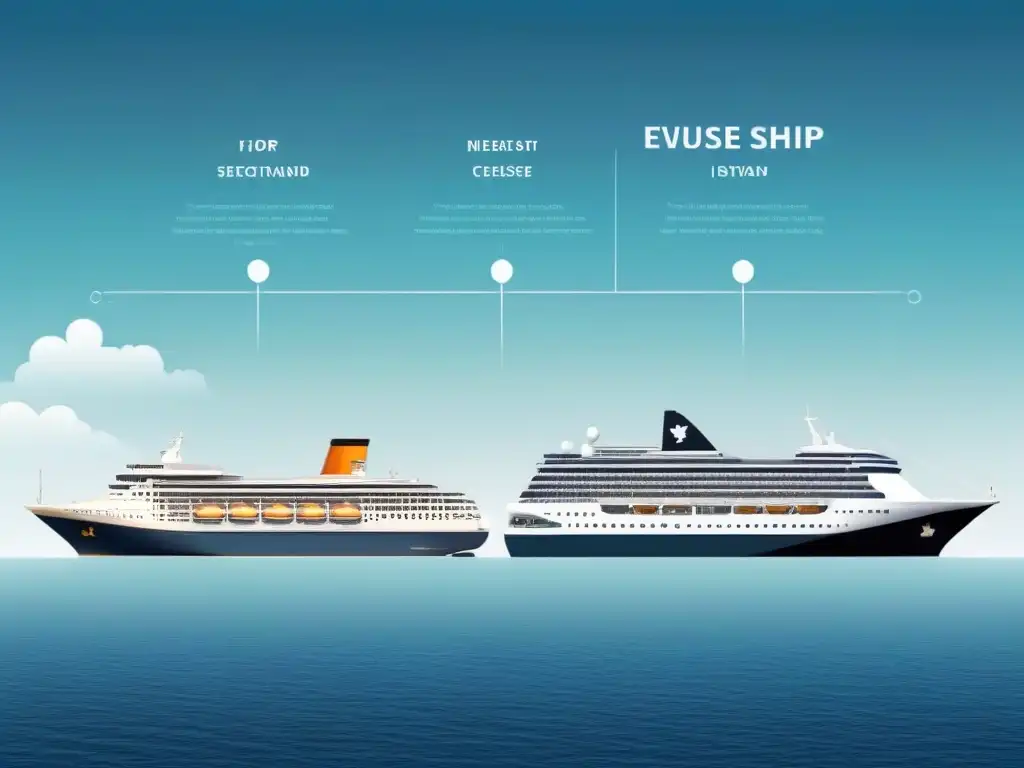 Ilustración detallada de la evolución de cruceros en la última década: desde un diseño clásico a uno futurista