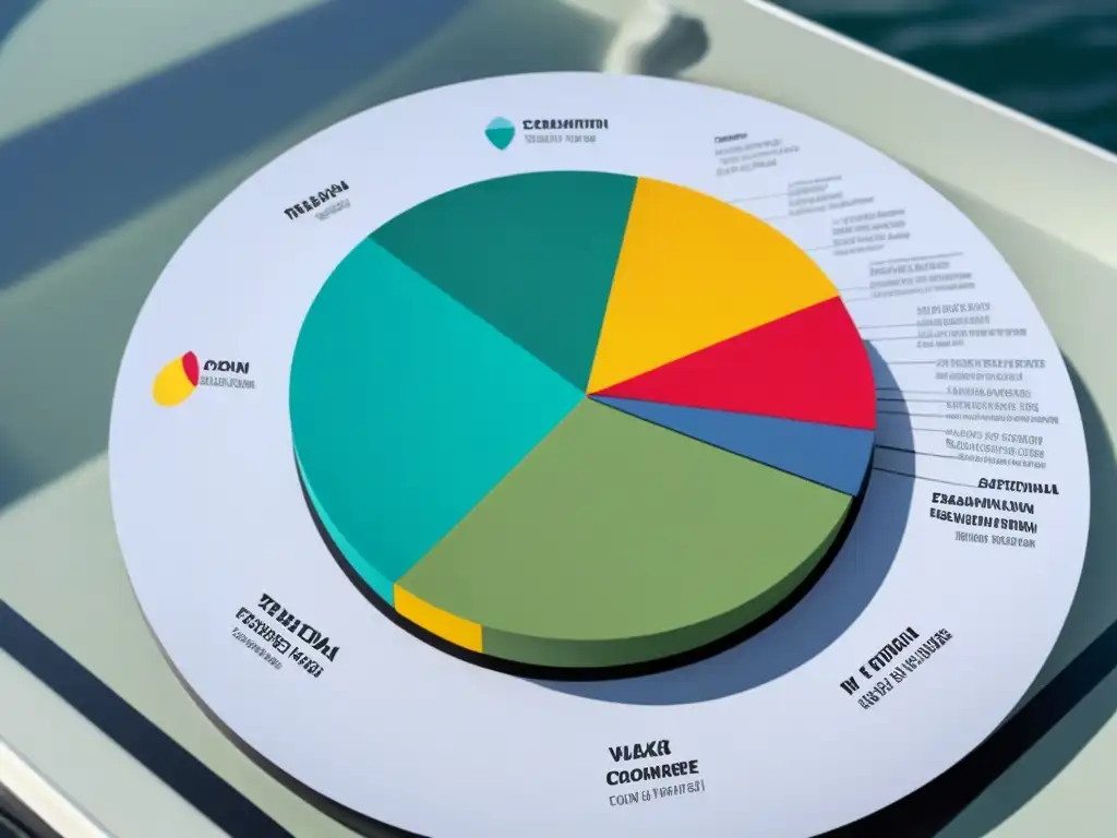 Un detallado gráfico de pastel colorido muestra el análisis de gastos en un crucero