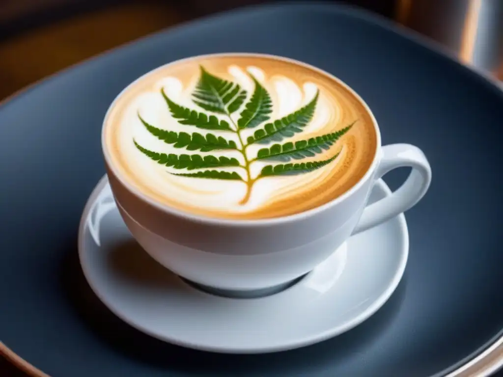 Detalle impresionante de un cappuccino en una elegante taza