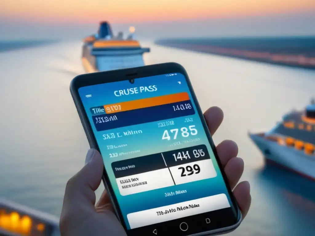 Check-in en Crucero: Modernidad en un Smartphone Detalle sofisticado: smartphone muestra pase de abordar de crucero