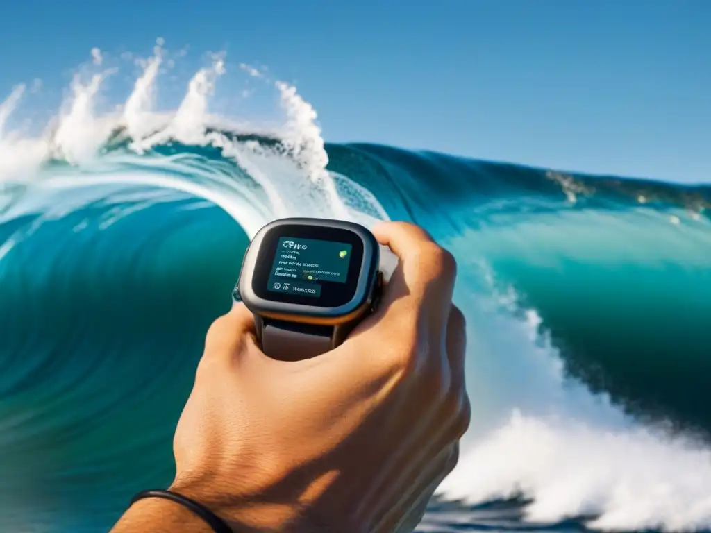 Dispositivo futurista para surfistas con tecnología avanzada y diseño minimalista