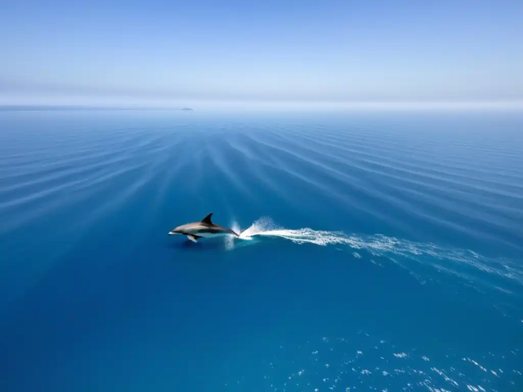 Un eco-crucero surca el océano azul en armonía con delfines