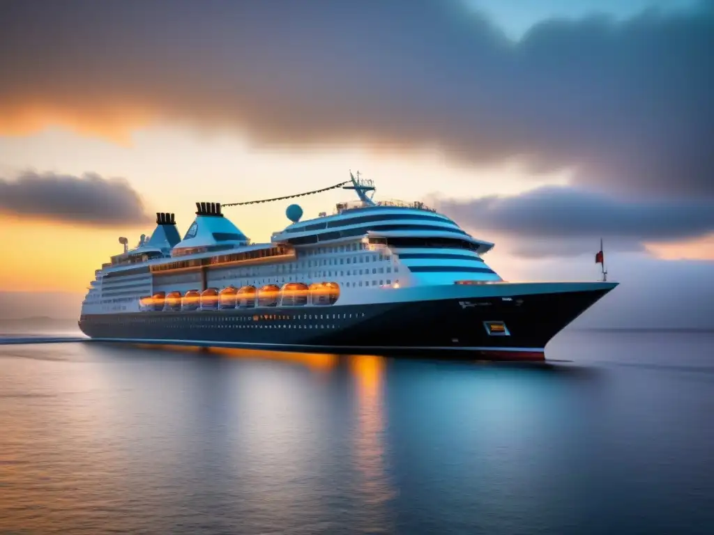 La elegancia de un crucero de lujo con celebridades al atardecer