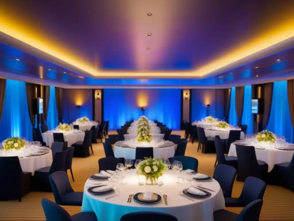 Una elegante cena temática en un crucero, fusionando elementos náuticos y decoración innovadora