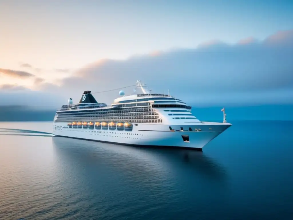 Un elegante crucero navegando en aguas cristalinas, bajo un cielo despejado