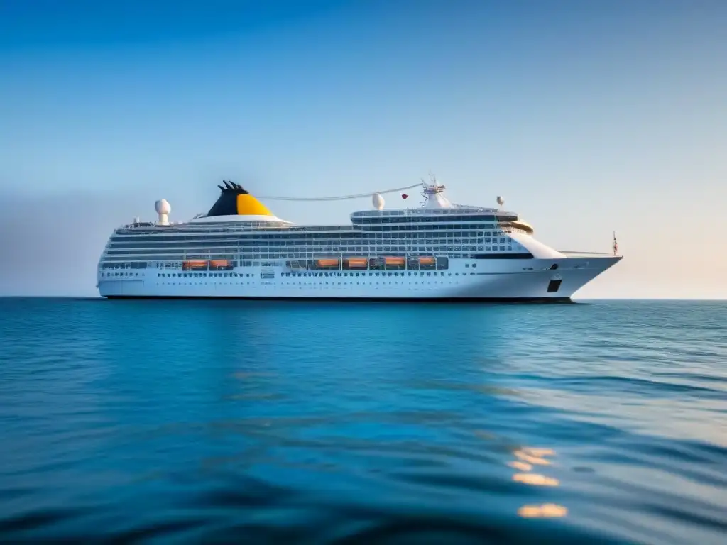 Un elegante crucero surca aguas tranquilas bajo un cielo azul