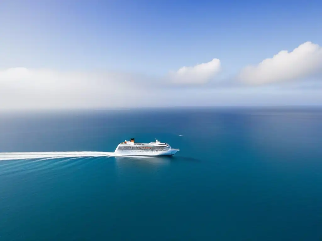 Un elegante crucero navegando en aguas tranquilas y cielo despejado