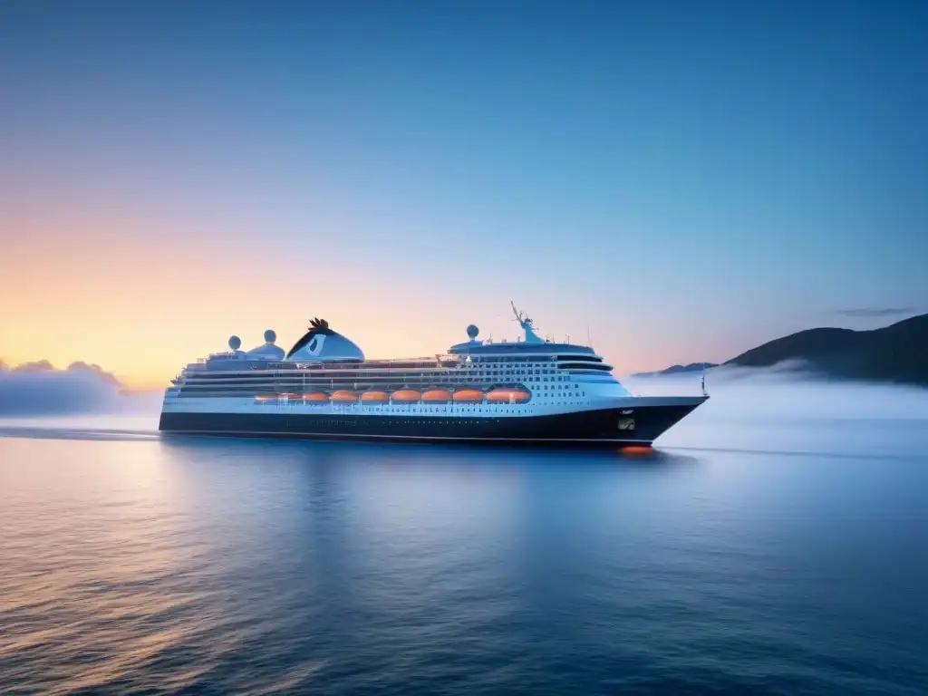 Un elegante crucero navegando en aguas tranquilas, destacando los Seguros de crucero innovadores