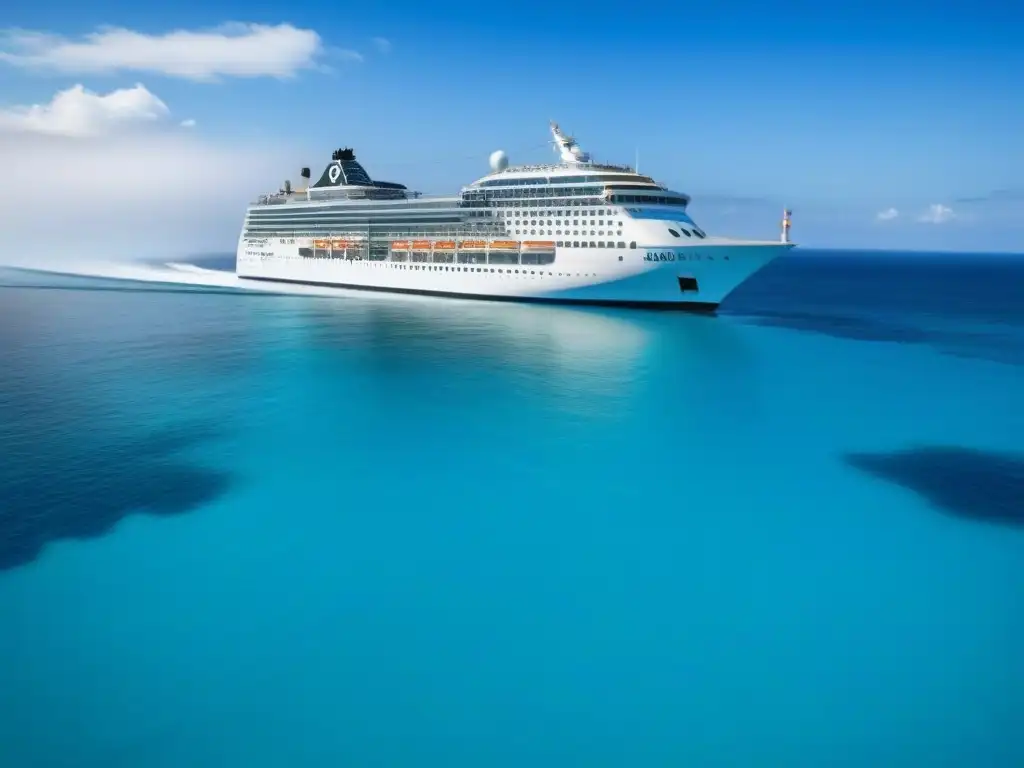 Un elegante crucero navegando en aguas turquesas, transmitiendo calma y lujo