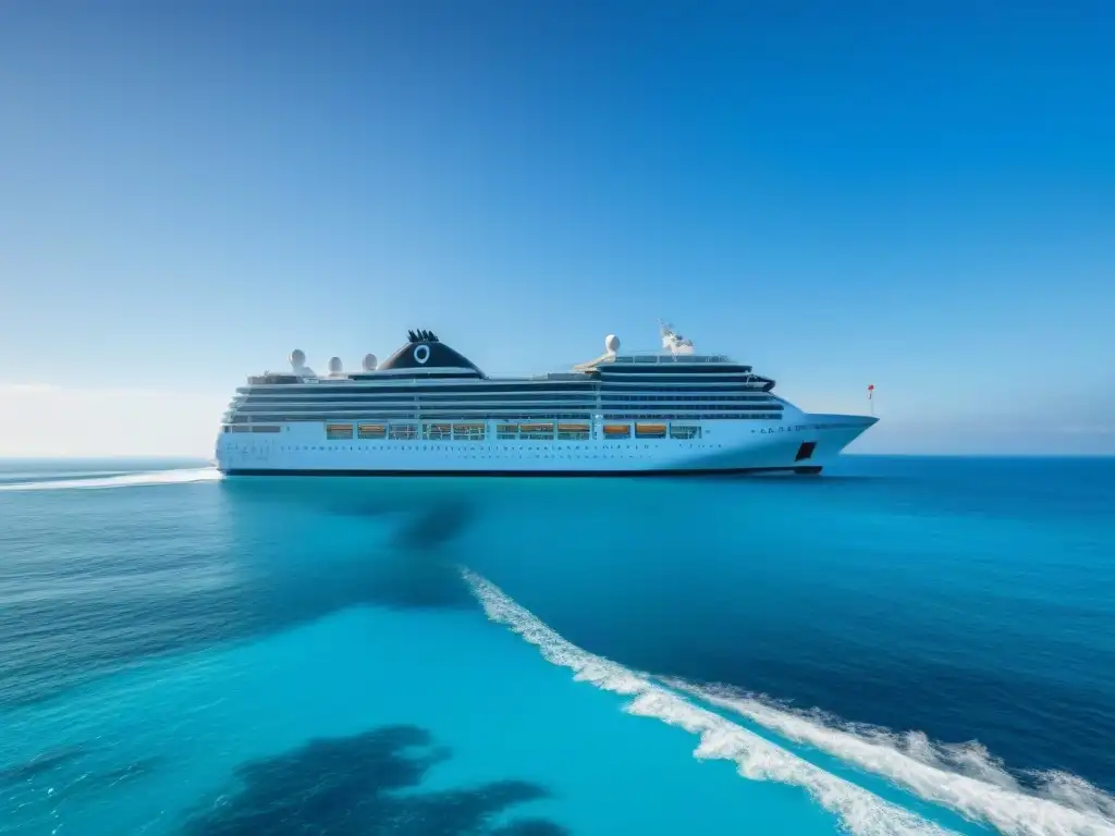 Un elegante crucero conectando en alta mar, en un escenario de calma y belleza