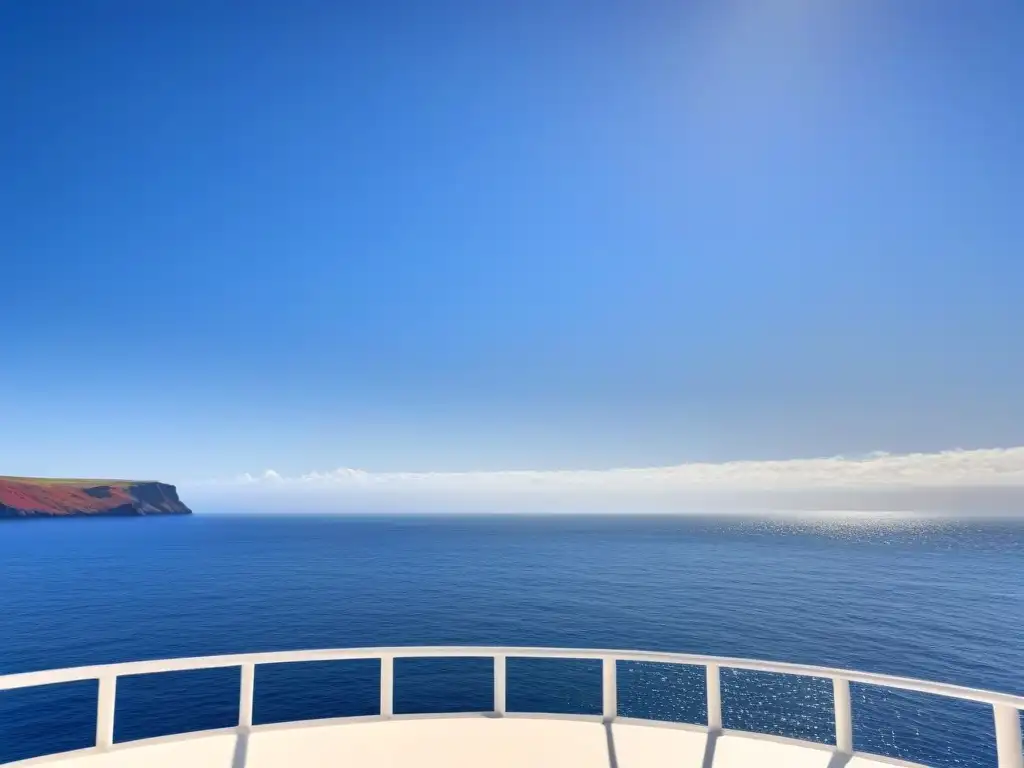 Un elegante crucero blanco navega en el vibrante océano azul infinito