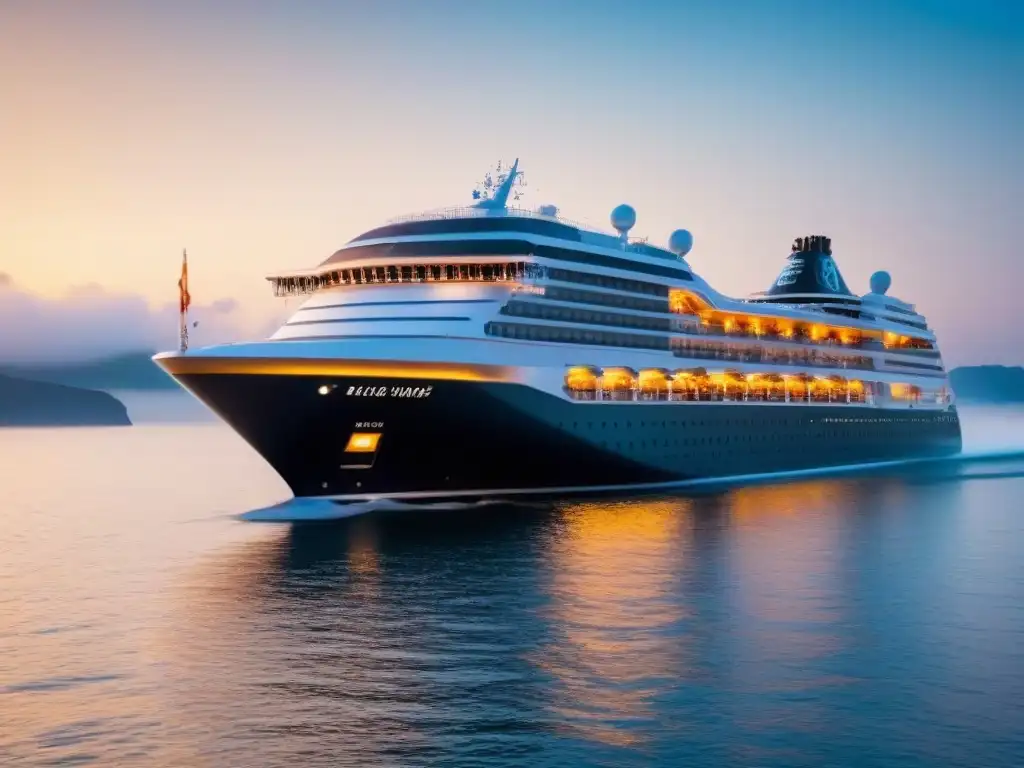 Crucero de lujo navegando en aguas cristalinas bajo el sol dorado Un elegante crucero de lujo navegando sobre aguas cristalinas bajo un cielo despejado