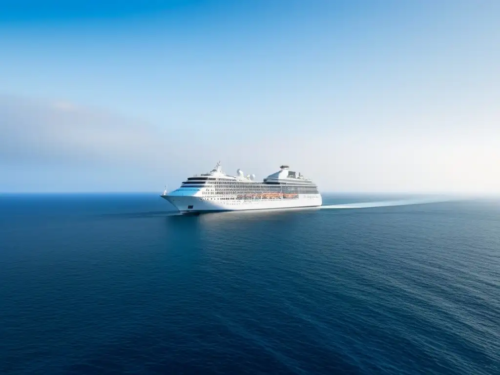 Un elegante crucero de lujo surcando las aguas cristalinas del Mediterráneo en un día despejado