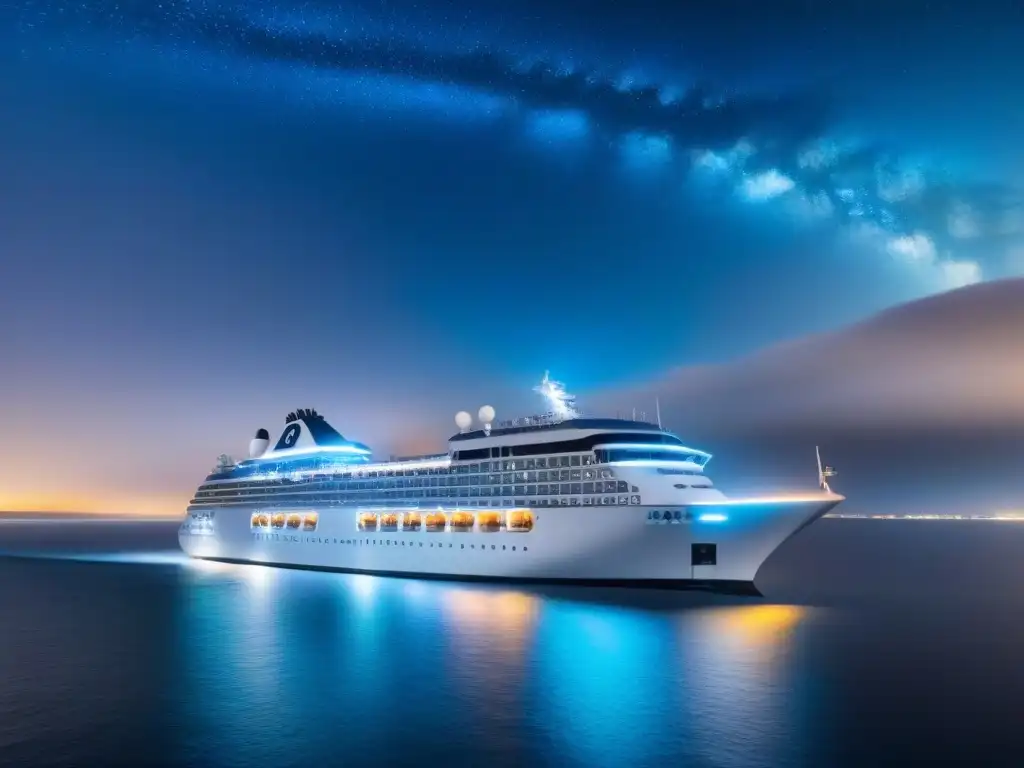 Un elegante crucero nocturno con sistemas de seguridad integrados en su diseño