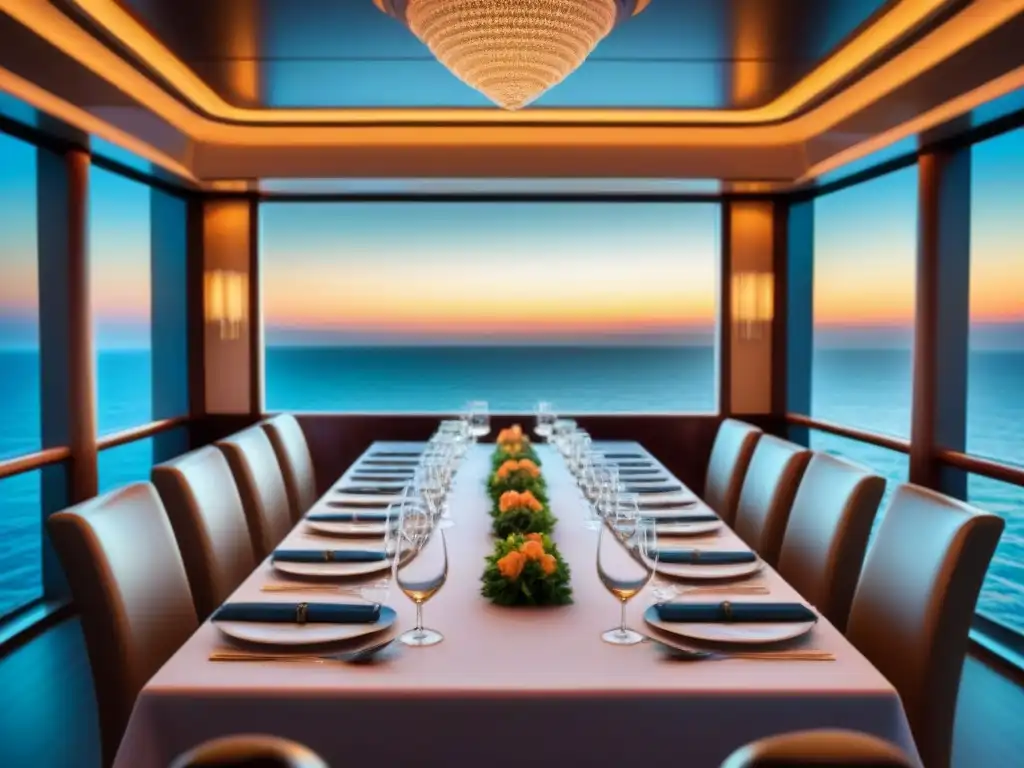 Elegante mesa de cena temática en crucero con vinos para cena temática crucero