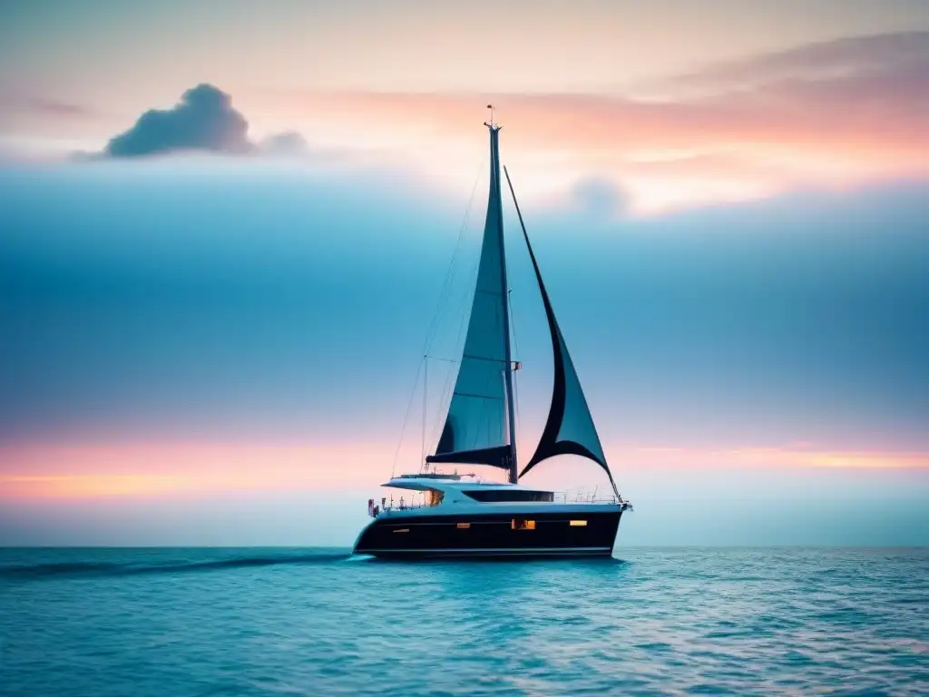 Elegante velero navegando al atardecer en un mar sereno