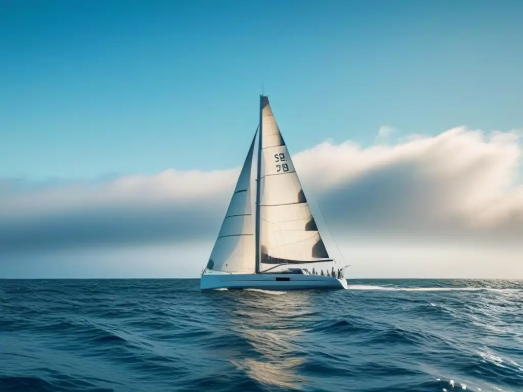 Elegante velero navegando en un mar sereno con velas blancas al viento