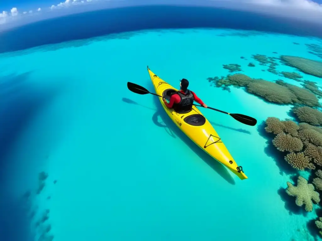 Un emocionante paseo en kayak entre corales vibrantes bajo el sol