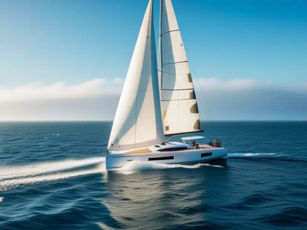 Emocionante regata de vela con un elegante velero de alto rendimiento en aguas cristalinas