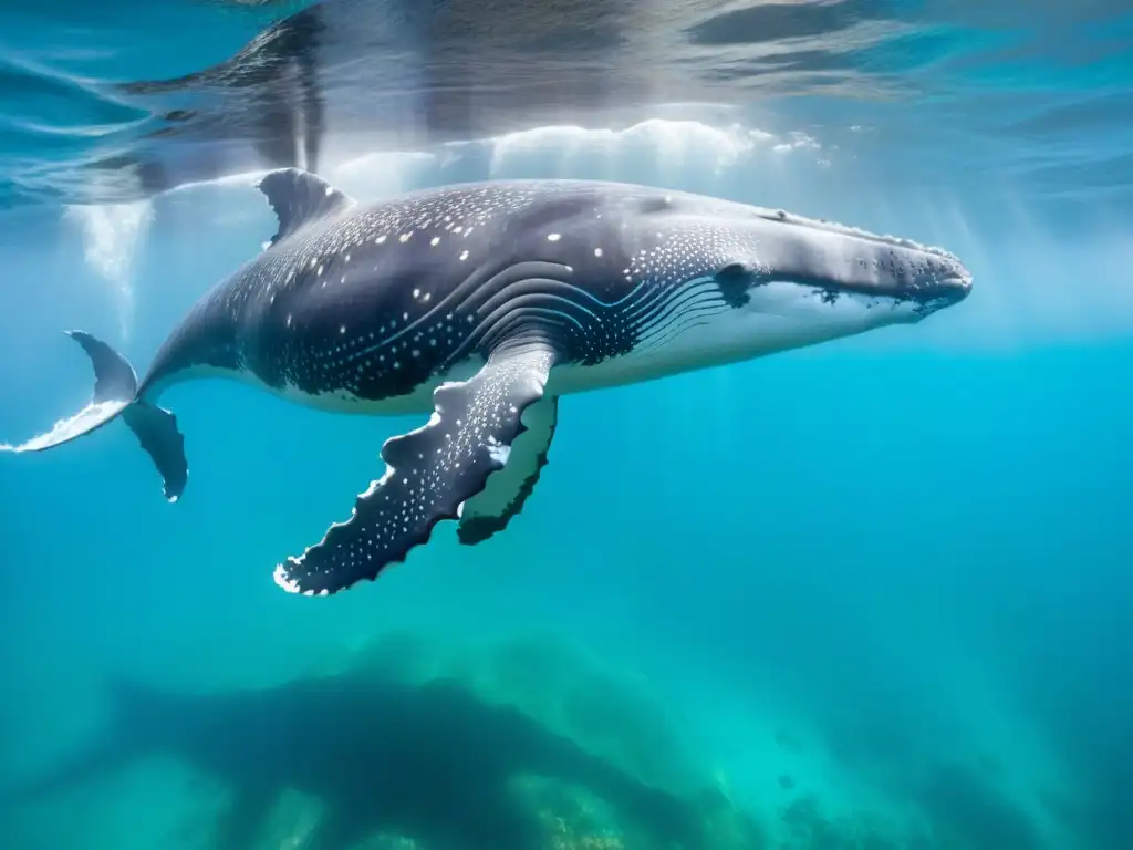 Un encuentro mágico con una majestuosa ballena jorobada en aguas turquesas