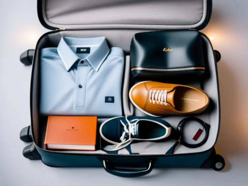 Equipaje de mano ideal crucero: Maleta elegante con ropa, zapatos, neceser y diario de viaje, todo perfectamente organizado