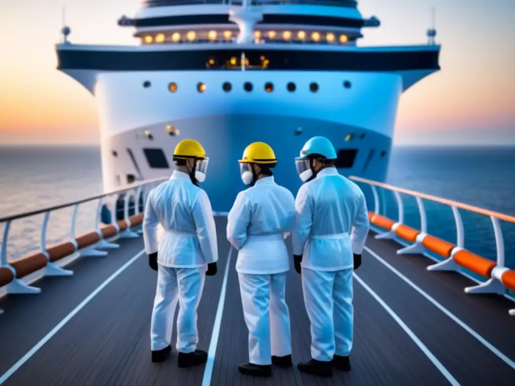 El equipo médico en equipo de protección en un crucero, representando la Importancia del personal médico en cruceros