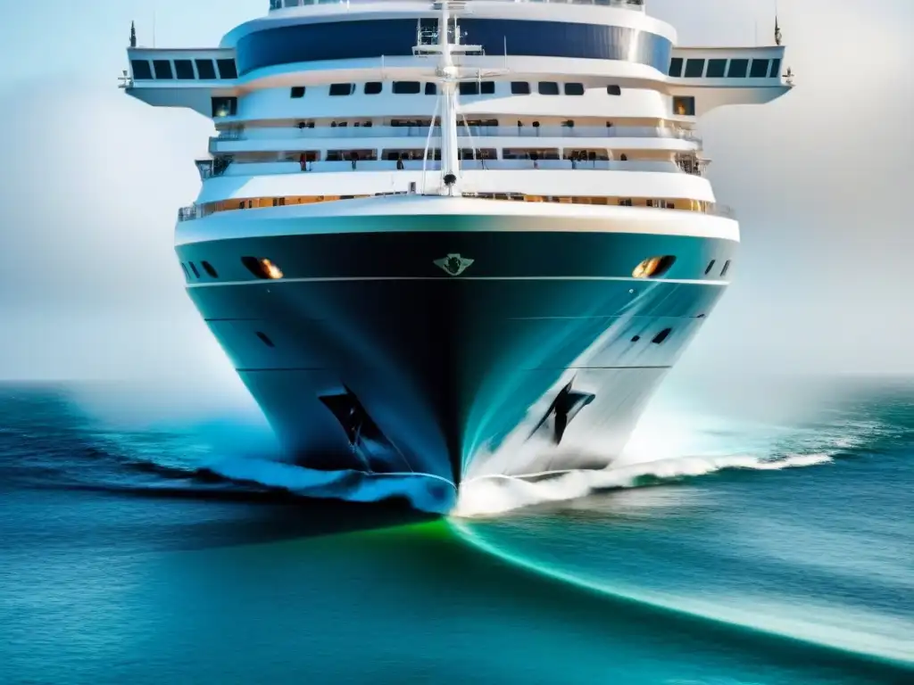 Equipo en uniforme manteniendo un crucero con eficiencia en el mar