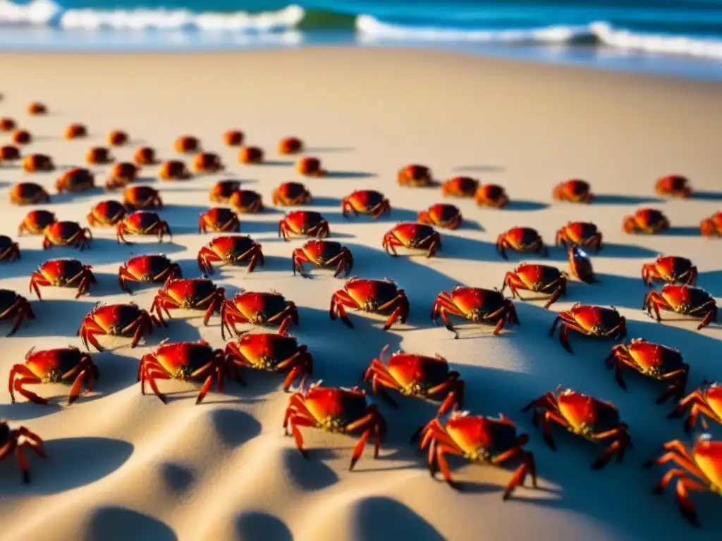 Espectacular migración de cangrejos documentada en detalle sobre la playa