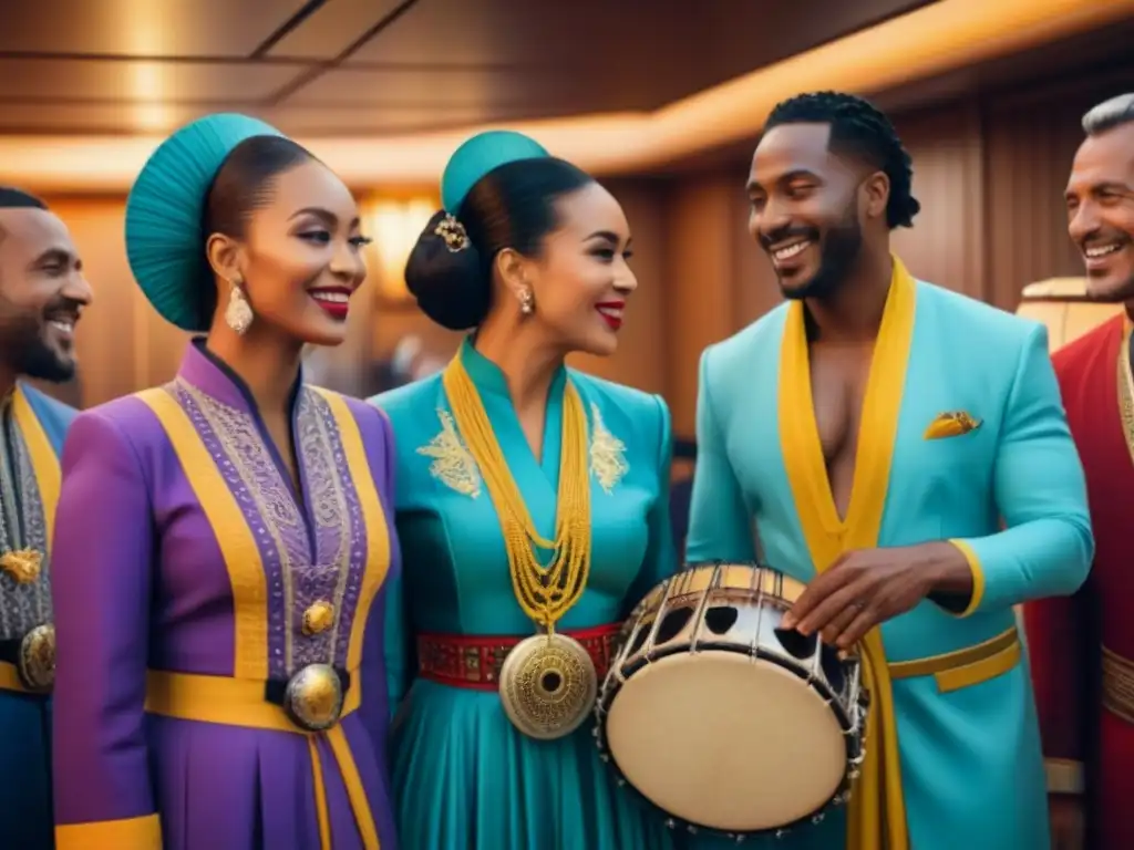 Espectáculos internacionales música danza: Artistas internacionales riendo juntos antes del show en un crucero