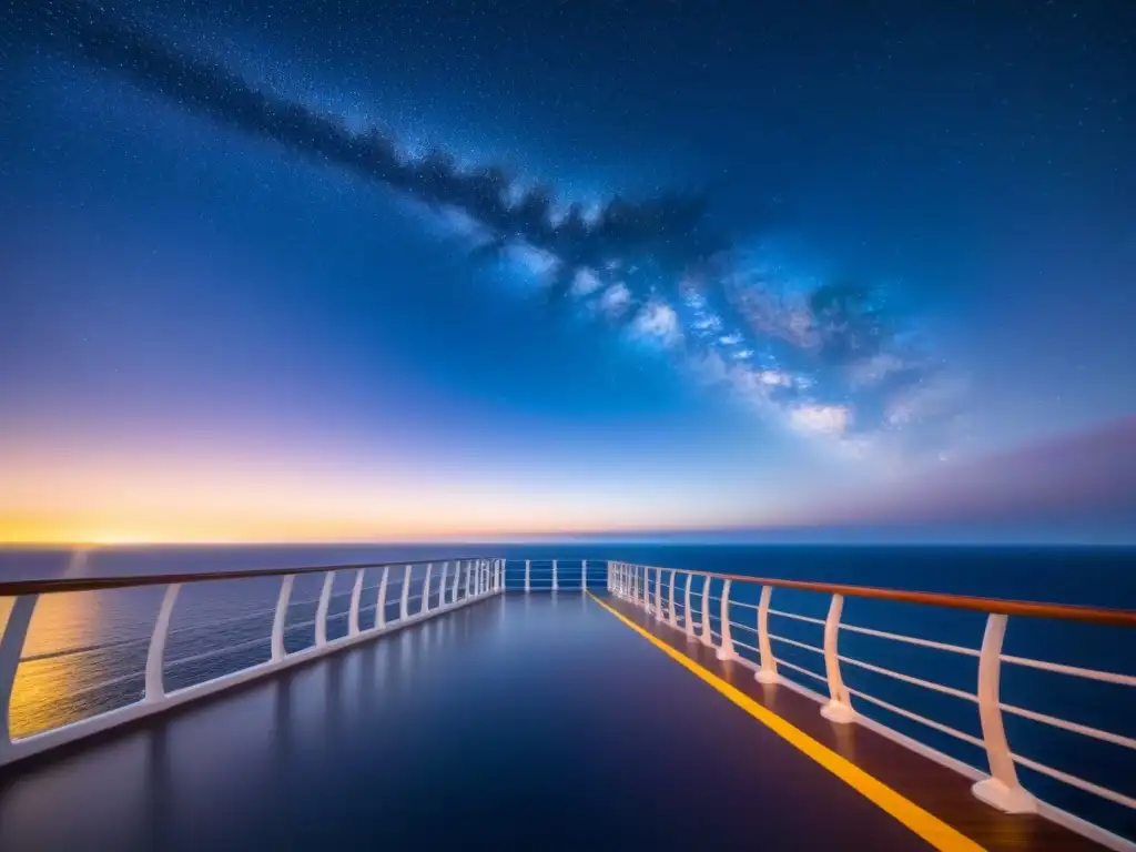 Observación de estrellas en cruceros: Noche estrellada sobre un lujoso barco de crucero, con un telescopio listo para la maravilla celeste