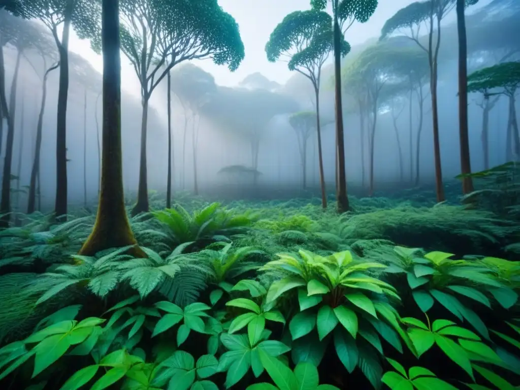 Excursiones ecológicas en crucero: Vista impresionante de un dosel tropical vibrante y sereno bajo un cielo azul claro