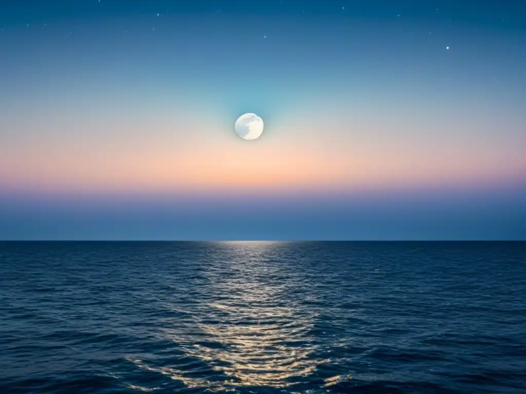 Exhibiciones fotográficas en cruceros: Noche estrellada sobre el mar, luna suave iluminando las aguas tranquilas