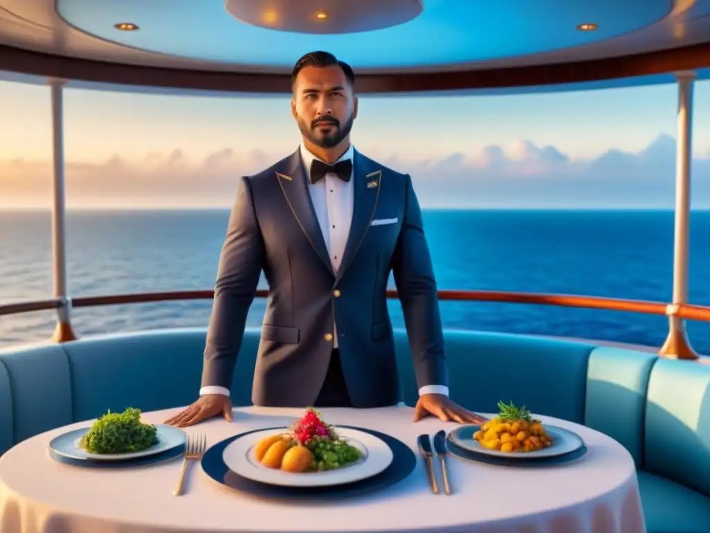 Una experiencia culinaria a bordo personalizada en un crucero de lujo al atardecer