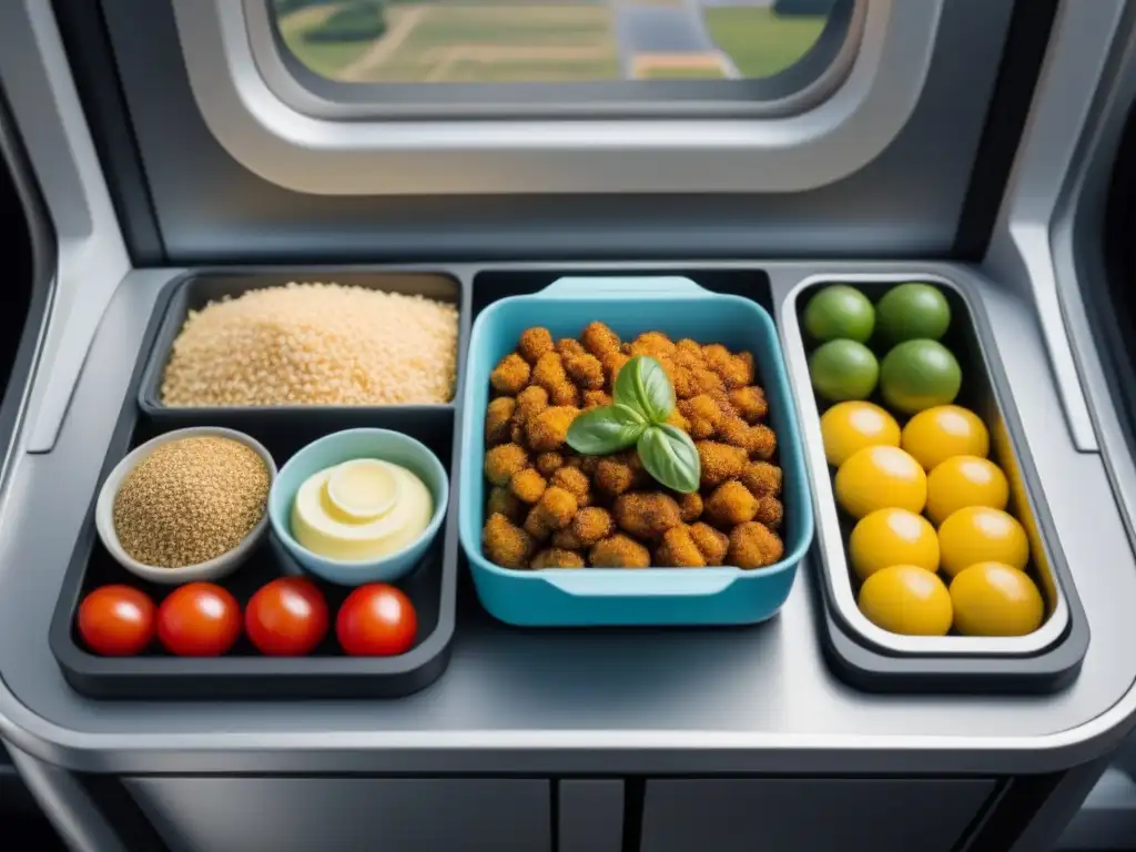 Experiencia culinaria a bordo personalizada: Galería de avión moderna con opciones dietéticas especializadas