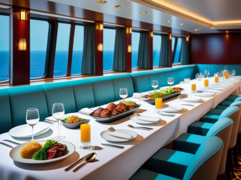 Experiencia culinaria halal en cruceros marítimos: refinamiento y elegancia en un comedor con vista al mar