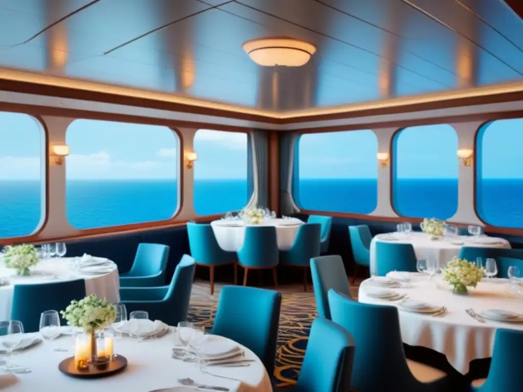 Experiencia elegante de cenas temáticas en cruceros con lujosos detalles y vista al mar