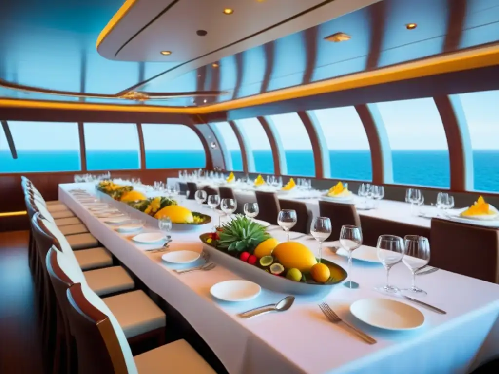 Experiencia gastronómica única en crucero con delicias locales y elegante decoración