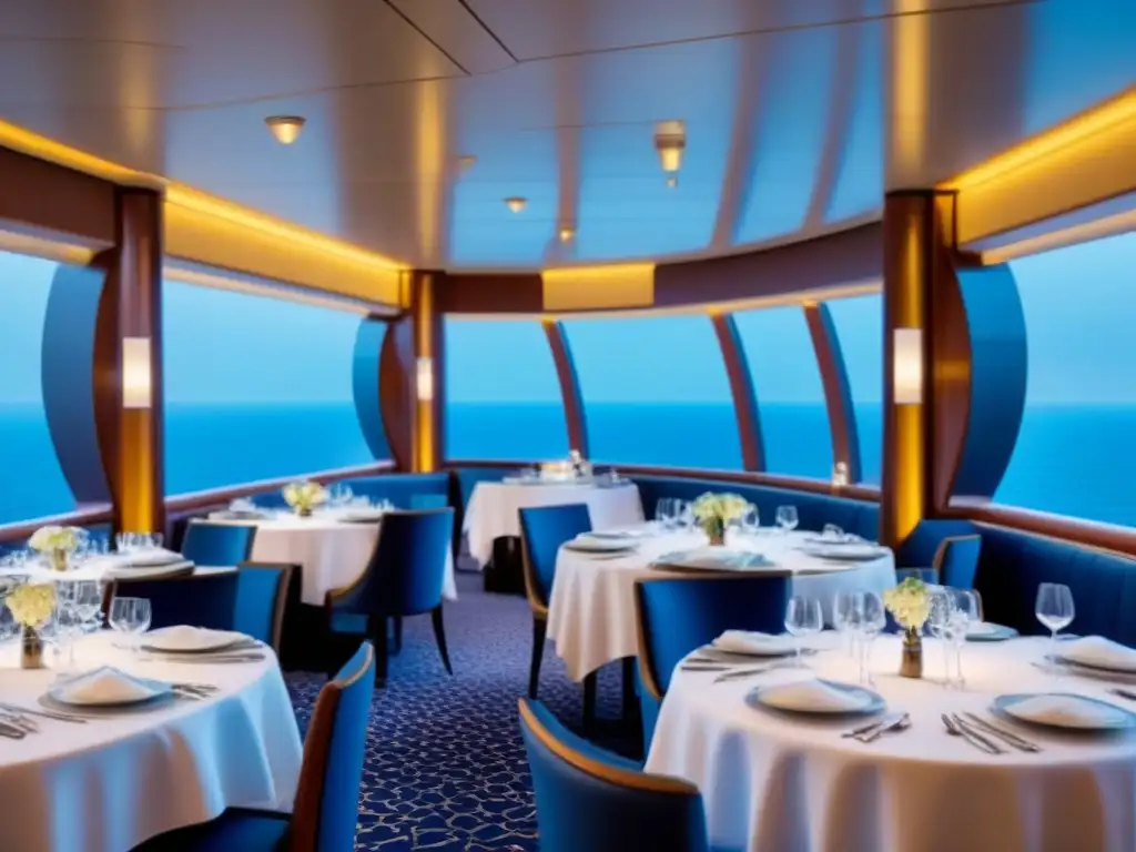 Experiencia gourmet en crucero: lujoso restaurante estrella Michelin con chefs expertos y vistas al mar