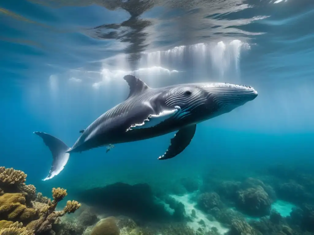 Una experiencia única de snorkel con ballenas: majestuoso encuentro entre una ballena jorobada y un grupo de nadadores en aguas cristalinas