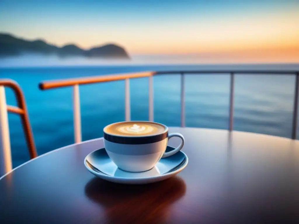 Disfruta de experiencias cafeteras en cruceros al amanecer frente al mar calmado