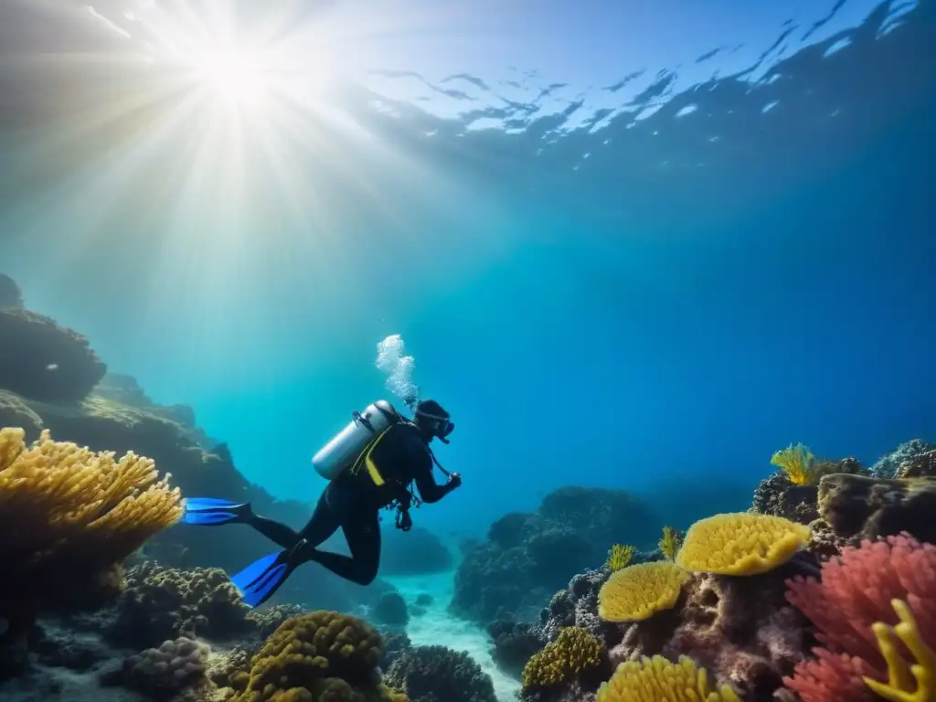 Exploración inclusiva en el buceo accesible para personas con movilidad reducida, uniendo habilidades en armonía en los arrecifes de coral