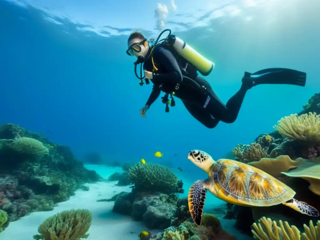 Exploración inclusiva: buceo accesible para personas con movilidad reducida en arrecife de coral vibrante