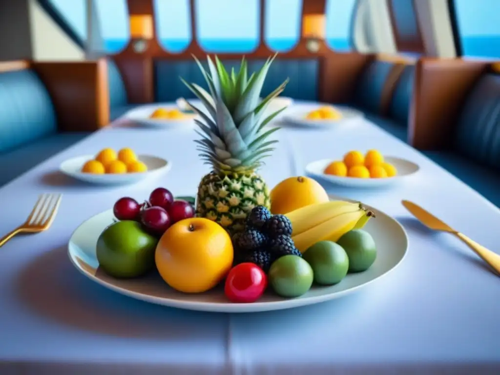 Una exquisita combinación de frutas, vegetales y proteínas a bordo de un crucero, equilibrio indulgencia salud crucero