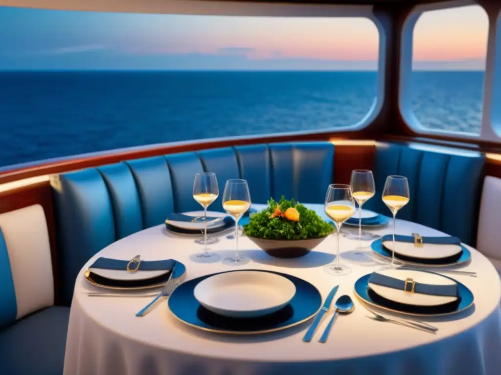 Disfruta de la exquisita gastronomía en cruceros de lujo al atardecer en alta mar