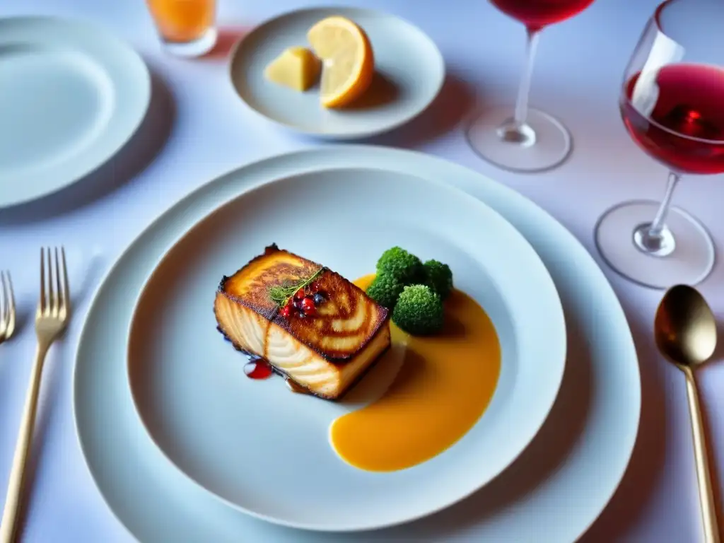 Exquisita gastronomía segura para diabéticos en cruceros: platos coloridos y elegantes en mesa moderna